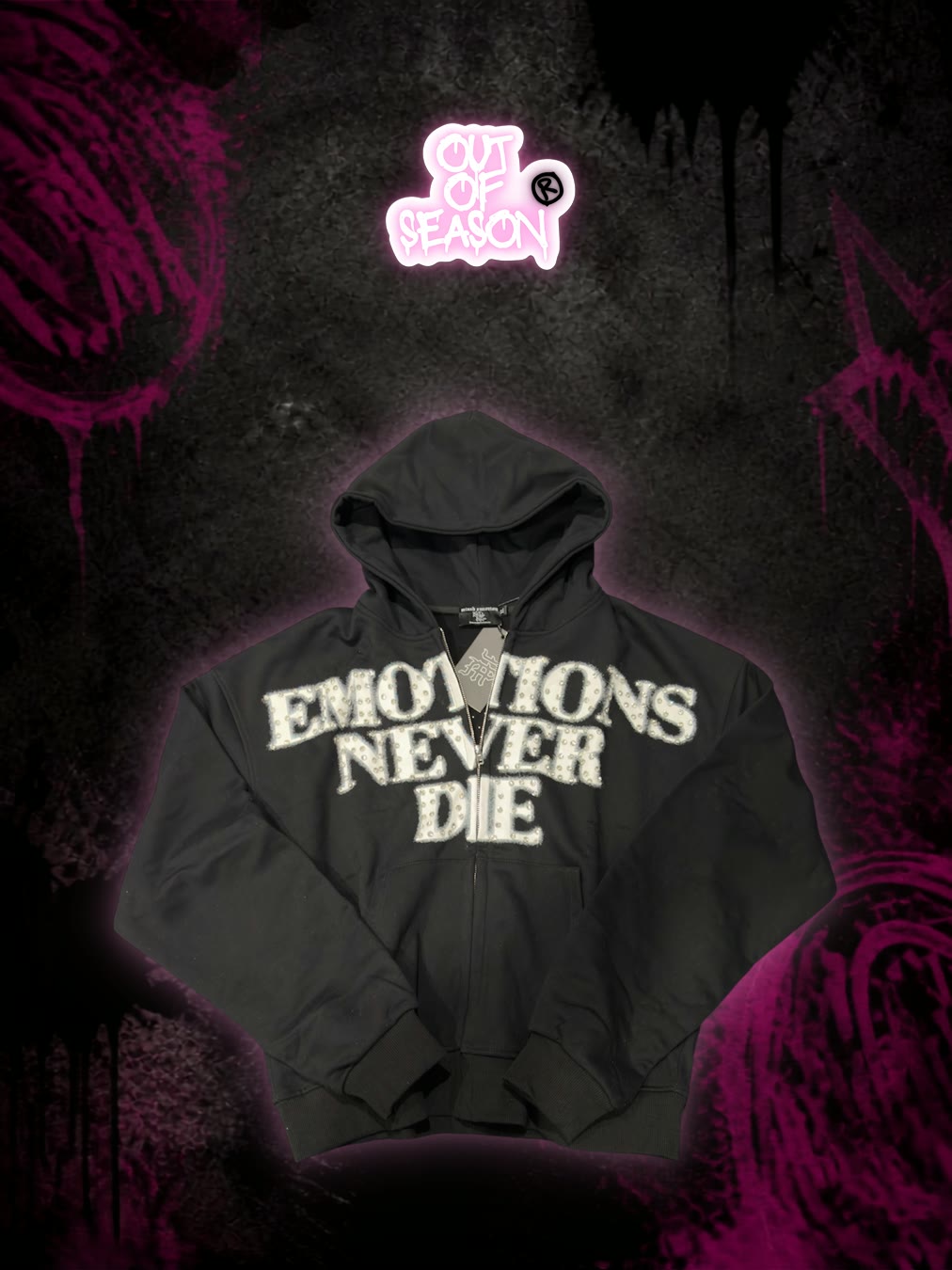Mixed Emotions Never Die Zip Hoodie Negra